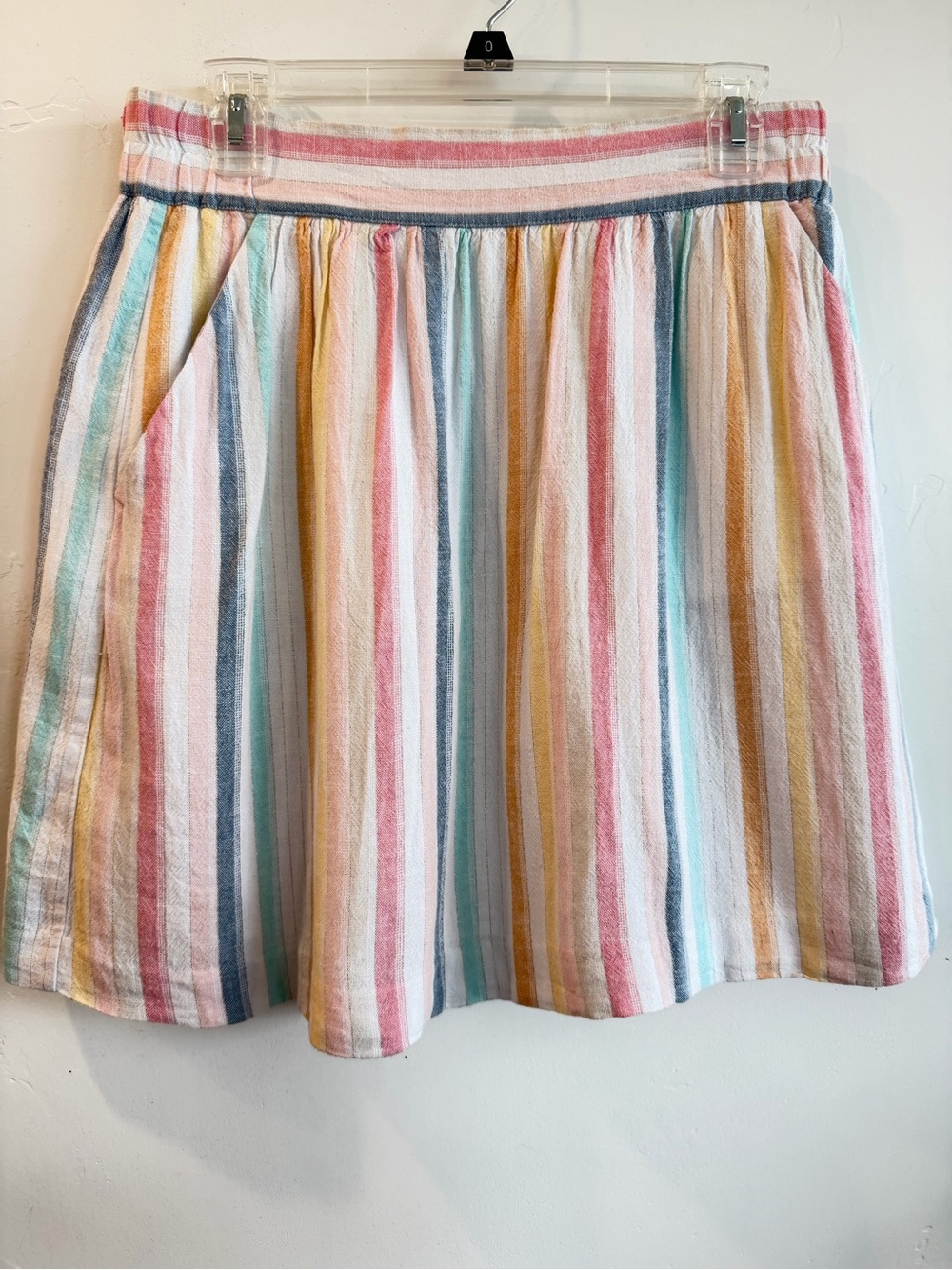 LOFT Outlet Pastel Striped Linen Blend Pocket Skirt Size Small